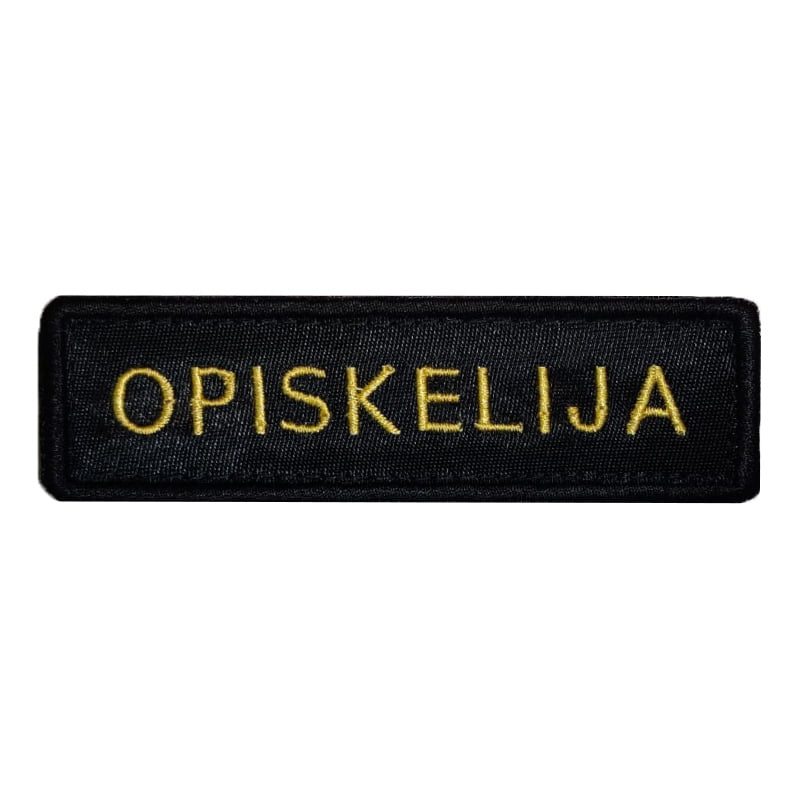 Brodeerattu "Opiskelija" velcrokiinnikkeinen kyltti