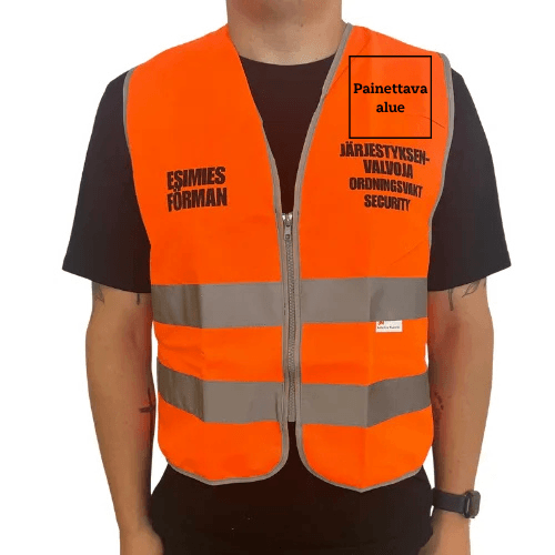 Järjestyksenvalvojan (Esimies) heijastinliivi omalla logolla