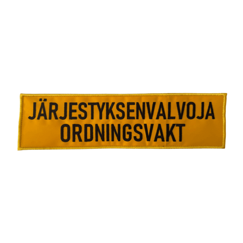 Järjestyksenvalvoja selkäkyltti - brodeerattu