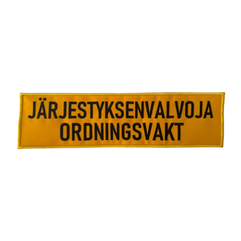 Järjestyksenvalvoja selkäkyltti - brodeerattu