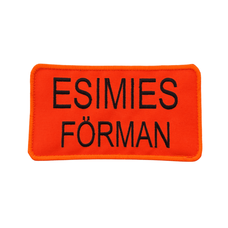 ESIMIES - FÖRMAN Selkäkyltti